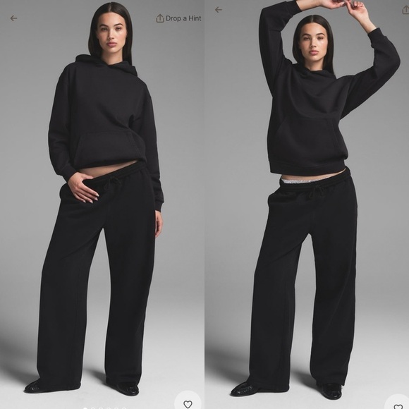 SKIMS Black Cotton Fleece Boyfriend Straight Leg Sweatpants M - Picture 1 of 3